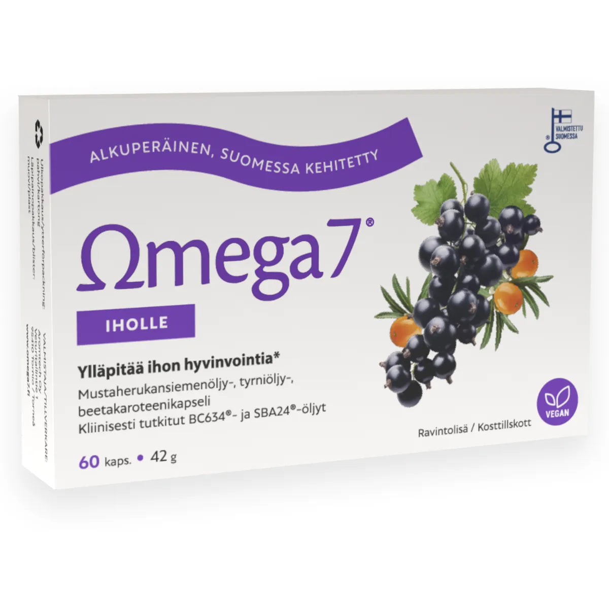 Omega7 Iholle 60 kapselia – Sisäistä kosteutta kuivalle ja atooppiselle iholle