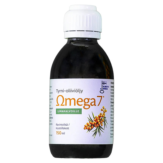 Omega7 Tyrni-oliiviöljy 150 ml – Limakalvojen ja ihon hyvinvointiin