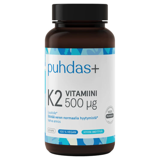 PUHDAS+ K2-vitamiini 500 µg 60 kaps