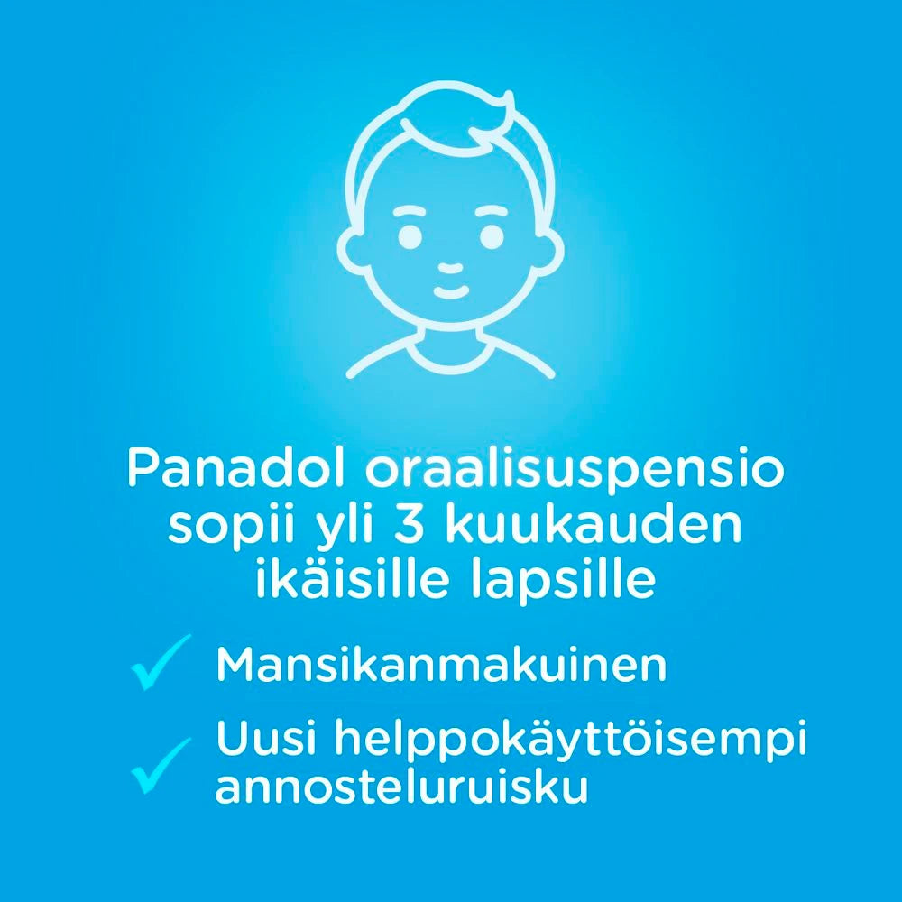 PANADOL 24 mg/ml oraalisuspensio sopii yli 3 kk ikäisille