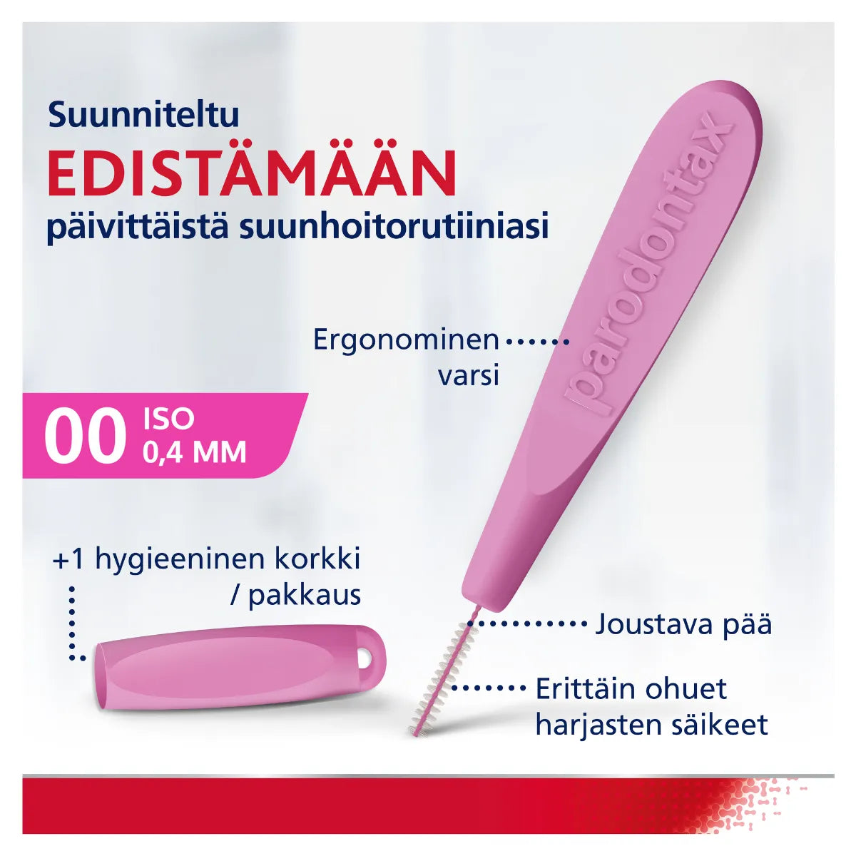 PARODONTAX Interdental Brush 0,4 mm hammasväliharja 6 kpl edistää päivittäistä suunhoitorutiinia