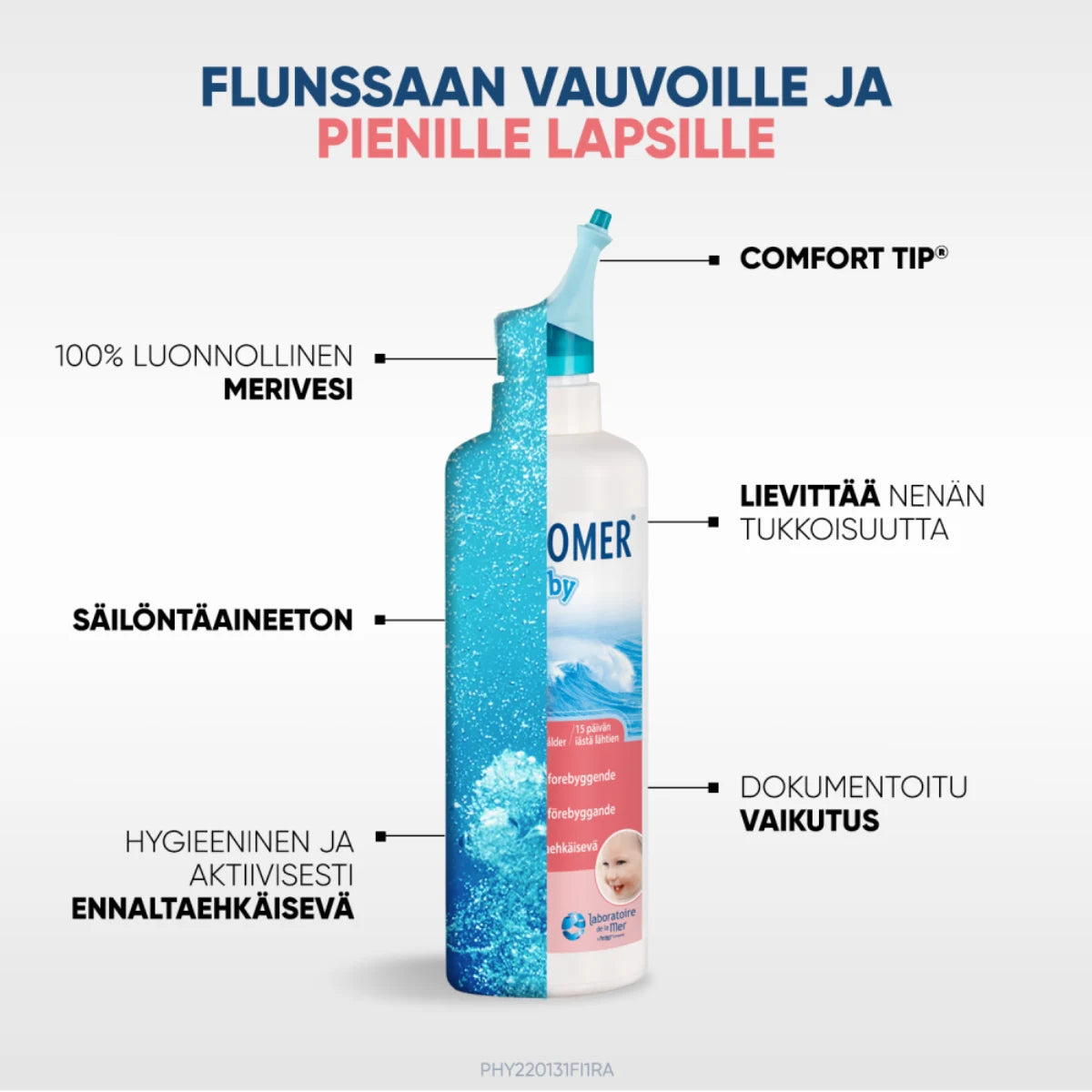 PHYSIOMER Baby Mist nenähuuhde flunssaan vauvoille ja pienille lapsille