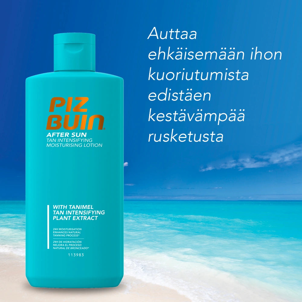 PIZ BUIN After Sun Tan intensifying lotion edistää kestävämpää rusketusta