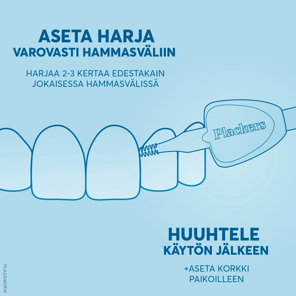 PLACKERS Gentle Brush XXS 0.4 mm hammasväliharjan käyttöohje