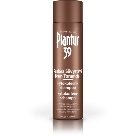 PLANTUR 39 Ruskea sävyttävä fytokofeiinishampoo 250 ml ruskea sävy syvenee ja kiilto paranee pesu pesulta
