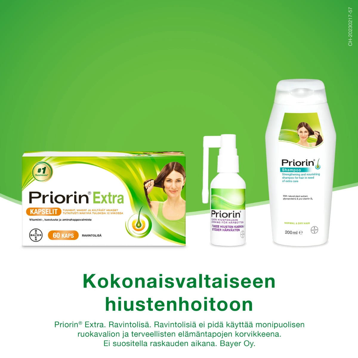 PRIORIN tuotesarja kokonaisvaltaiseen hiustenhoitoon