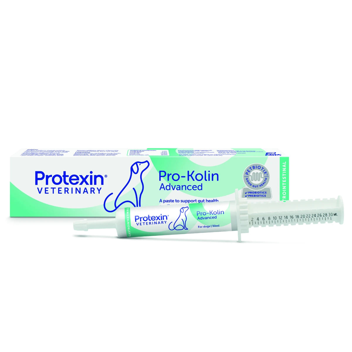 Pro-Kolin Advanced koirille auttaa ylläpitämään suoliston bakteeritasapainoa ja kiinteyttää ulostetta.