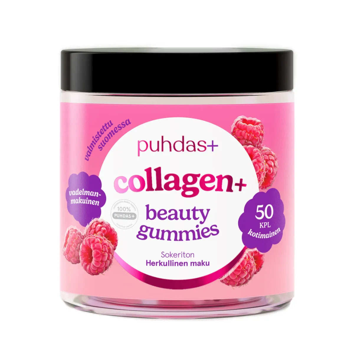 Puhdas+ Collagen Beauty Gummies – Sokerittomat vadelmanmakuiset kollageenipalat