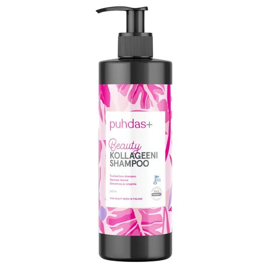 Puhdas+ Kollageeni Shampoo 240 ml – tuuheuttaa hentoja hiuksia