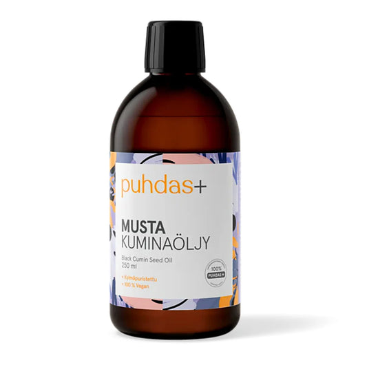 PUHDAS+ Premium 100 % Mustakuminaöljy 250 ml