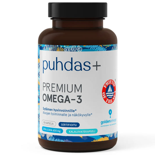 PUHDAS+ Premium omega-3 kalaöljykapseli 90 kpl