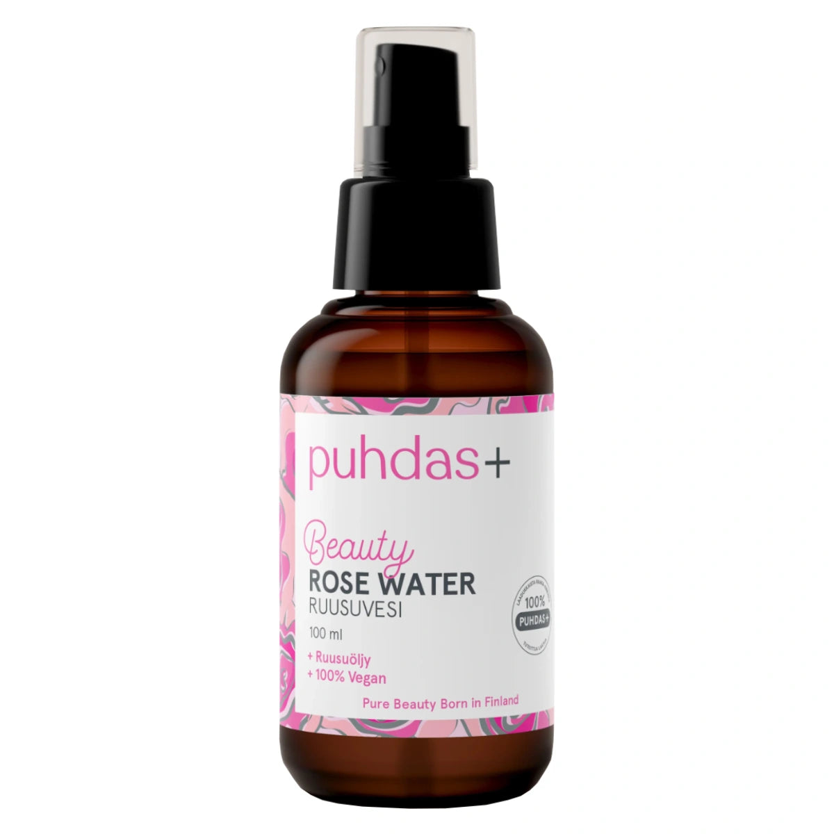 PUHDAS+ Beauty Rose Water 100 ml rauhoittaa, raikastaa ja kirkastaa ihoa