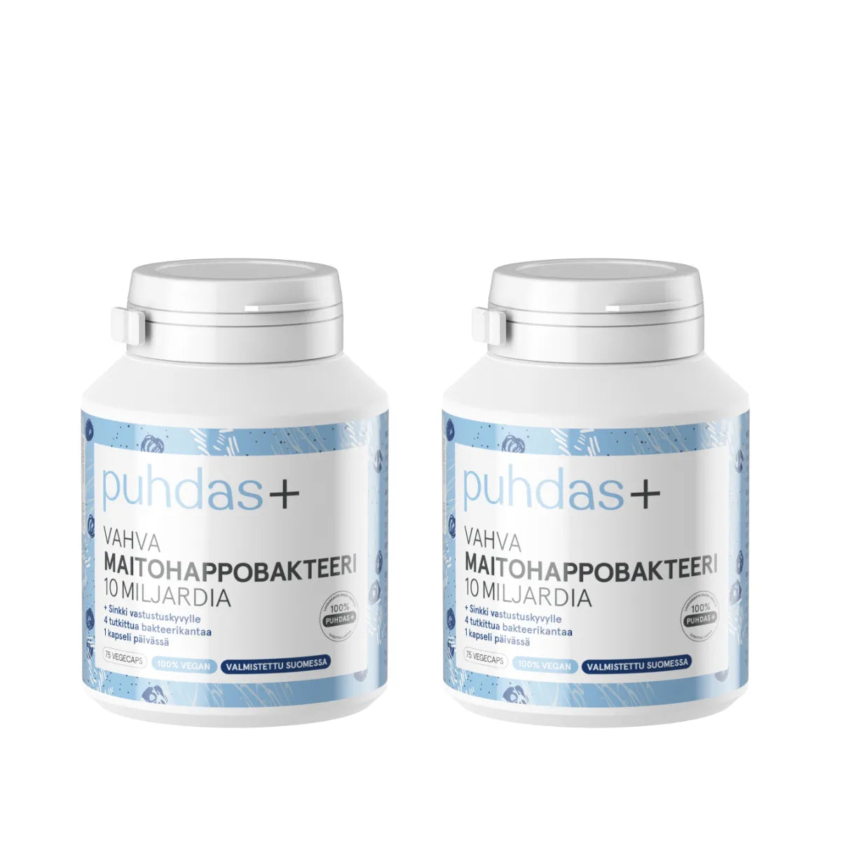 PUHDAS+ Vahva Maitohappobakteeri 10 mrd 2 x 75 kaps – tuplapakkaus edullisemmin