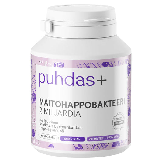 PUHDAS+ Maitohappobakteeri 2 miljardia kapseli 60 kpl
