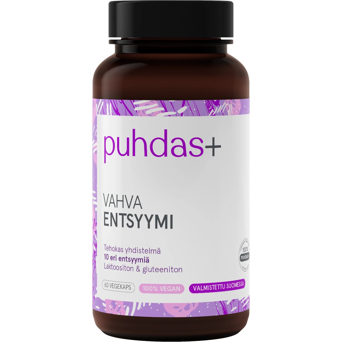Puhdas+ Vahva Entsyymi vegekapseli 60 kpl sisältää 10 eri entsyymiä
