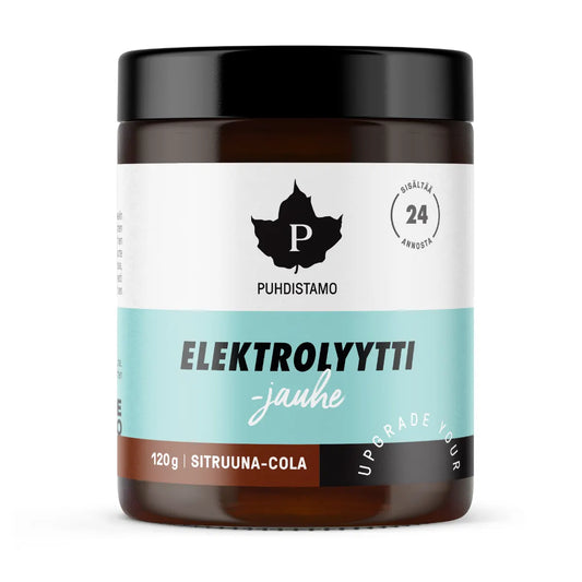 Puhdistamo Elektrolyyttijauhe Sitruuna-Cola 120 g – Sokeriton elektrolyyttijuoma nesteytykseen ja palautumiseen