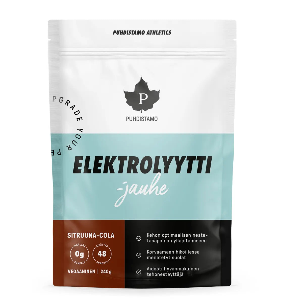 Puhdistamo Elektrolyyttijauhe Sitruuna-Cola 240 g – Sokeriton elektrolyyttijuoma nesteytykseen ja palautumiseen