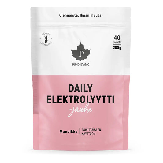 PUHDISTAMO Daily Elektrolyyttijauhe Mansikka 200 g