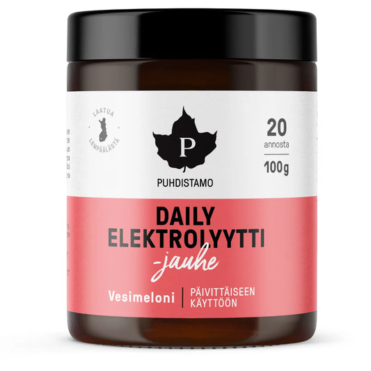 Puhdistamo Daily Elektrolyyttijauhe Vesimeloni 100 g päivittäiseen nesteytykseen