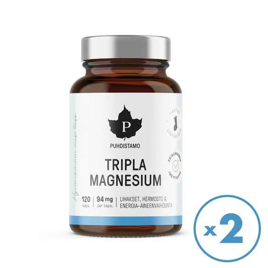 PUHDISTAMO Tripla Magnesium – 2 x 120 kapselia (tuplapakkaus)