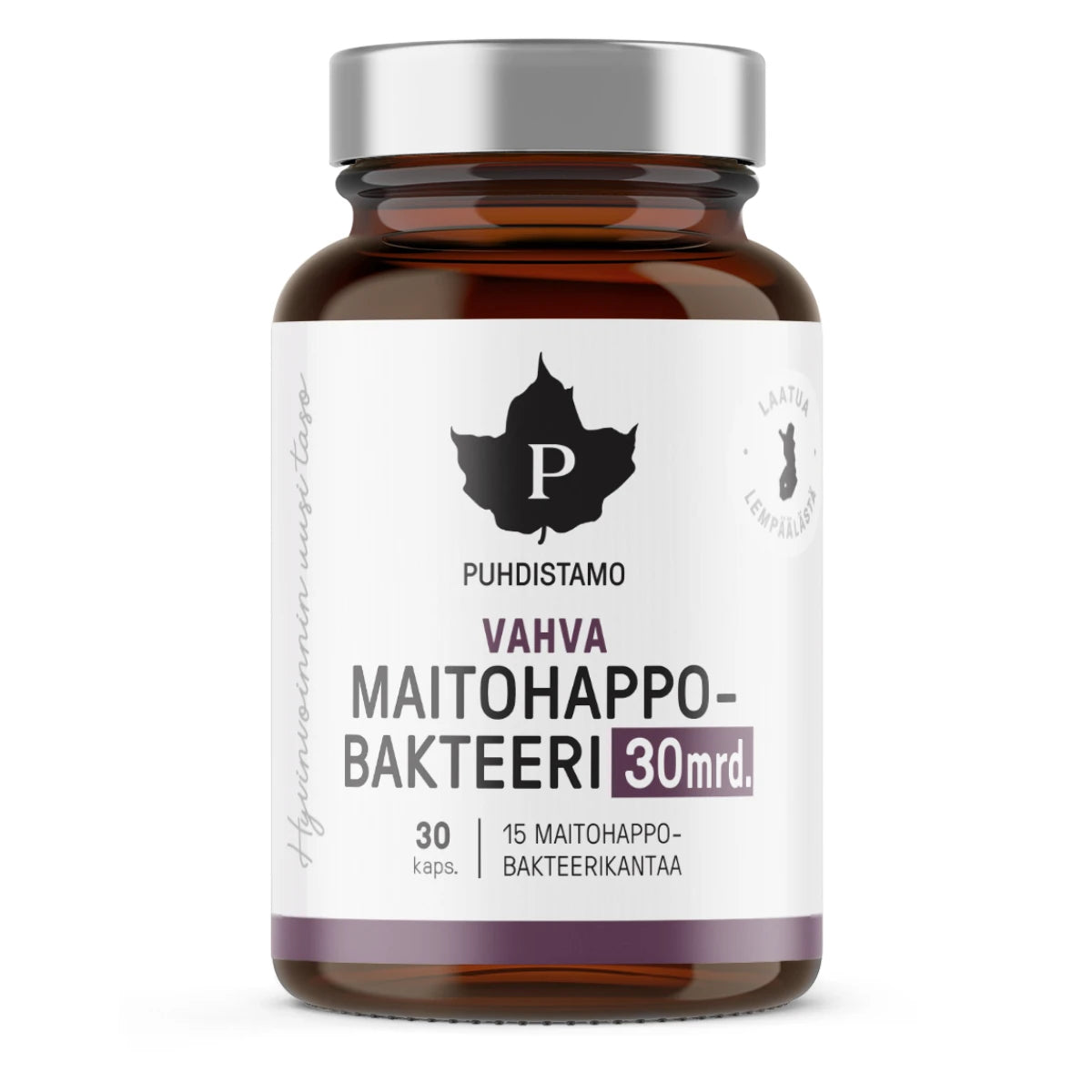 Puhdistamo Vahva Maitohappobakteeri 30 mrd. 30 kapselia – markkinoiden monipuolisin maitohappobakteerivalmiste