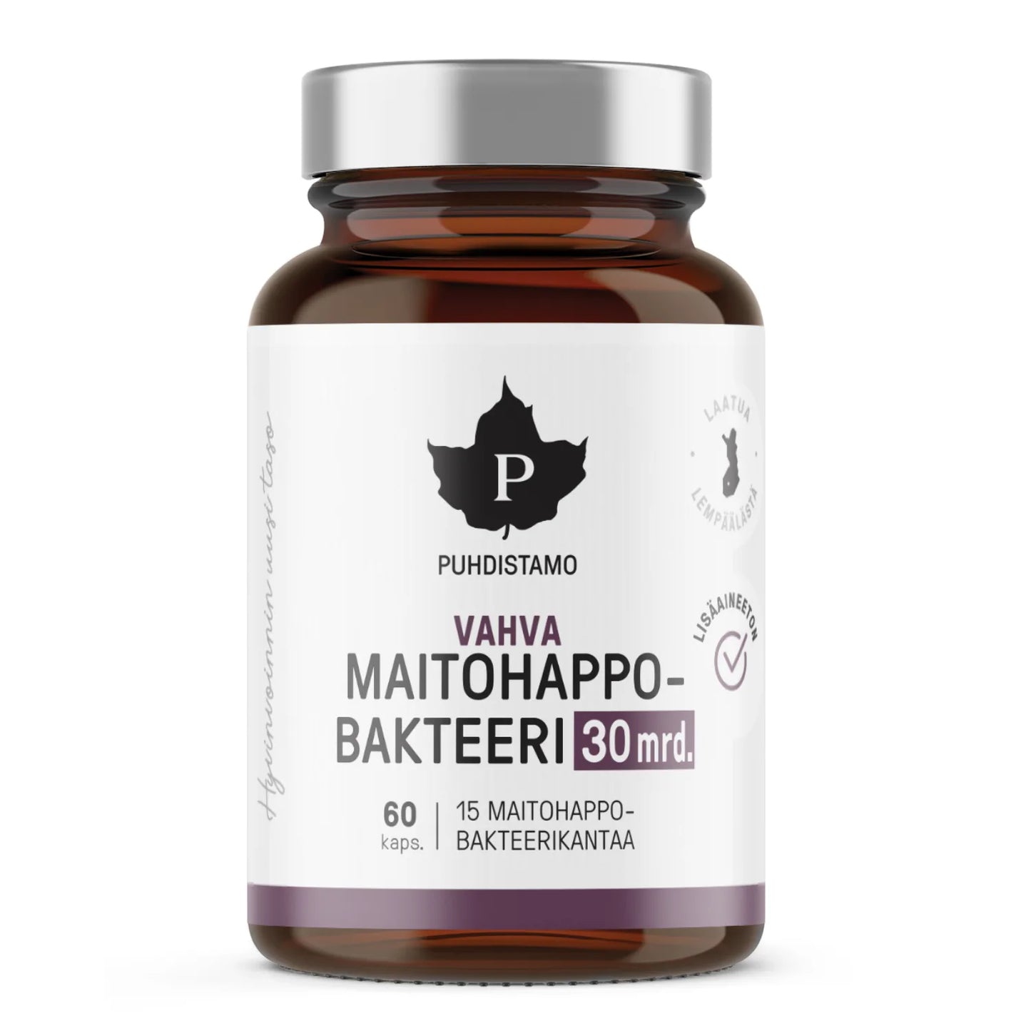 Puhdistamo Vahva Maitohappobakteeri 30 mrd. 60 kapselia – markkinoiden monipuolisin maitohappobakteerivalmiste