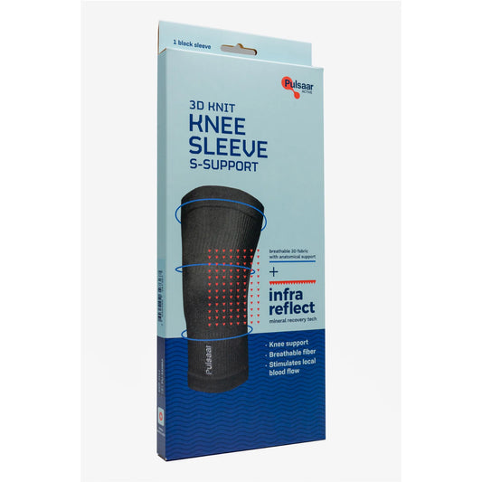 Pulsaar Active 3D Knit Knee Sleeve S-Support Black – verenkiertoa stimuloiva polvituki