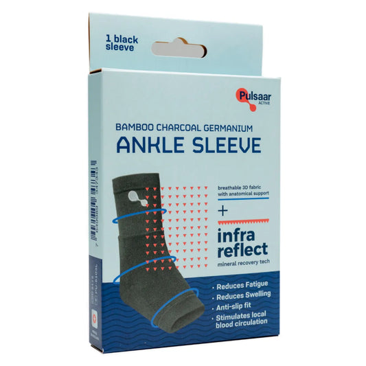 Pulsaar Active Bamboo Charcoal Germanium Ankle Sleeve Black – verenkiertoa stimuloiva nilkkatuki