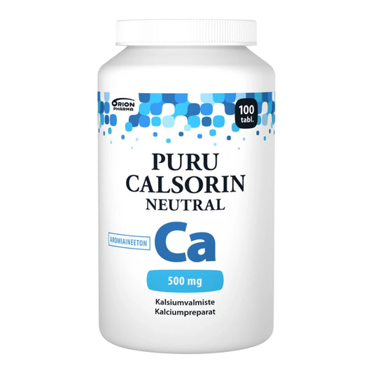 PURU Calsorin Neutral 500 mg purutabletti 100 kpl aromiaineeton purutabletti