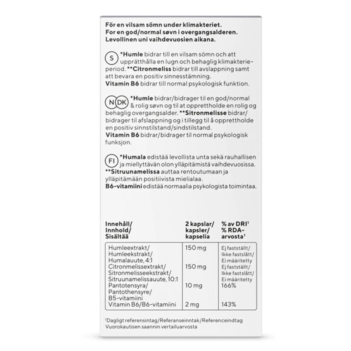 RFSU Fem Care Relax & Sleep 60 kpl vaihdevuosien tueksi