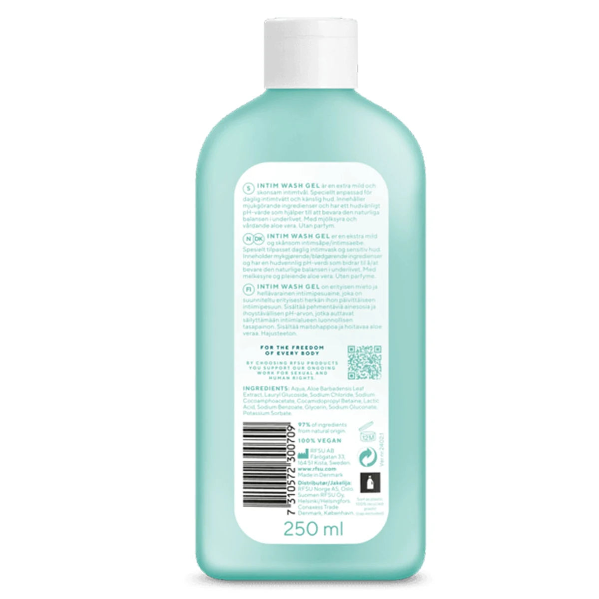 RFSU Intim Wash Gel 250 ml – hajusteeton intiimipesuaine