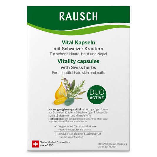 RAUSCH Vital kapseli 2x30 kpl ravintolisä hiuksille, iholle ja kynsille