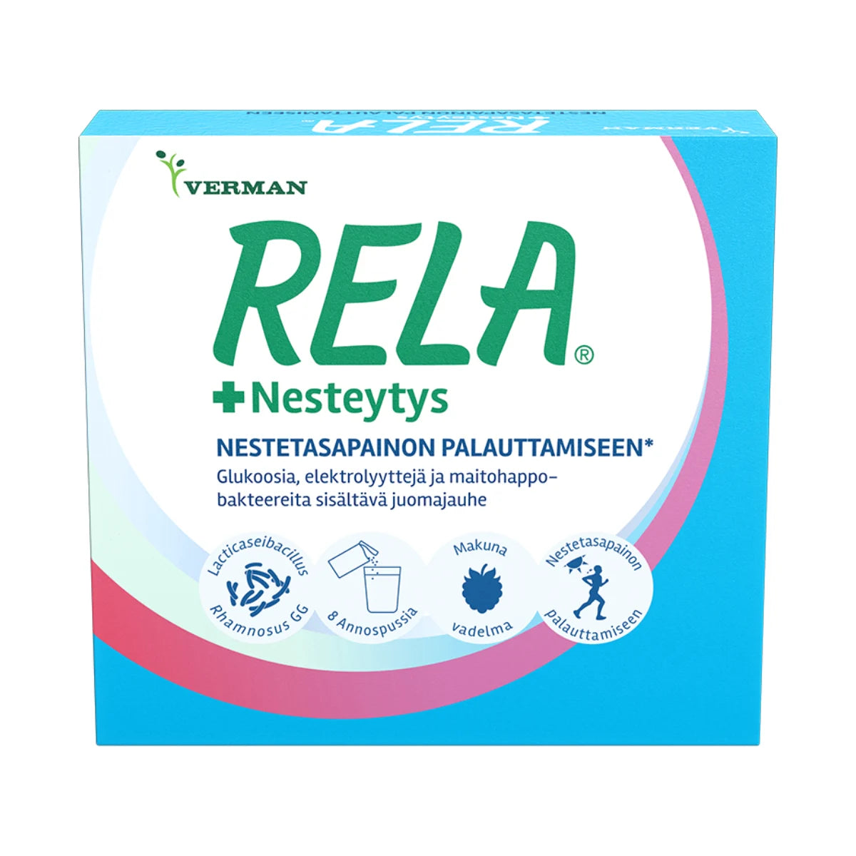 Rela + Nesteytys vadelma annospussi 8 kpl nestetasapainon palauttamiseen