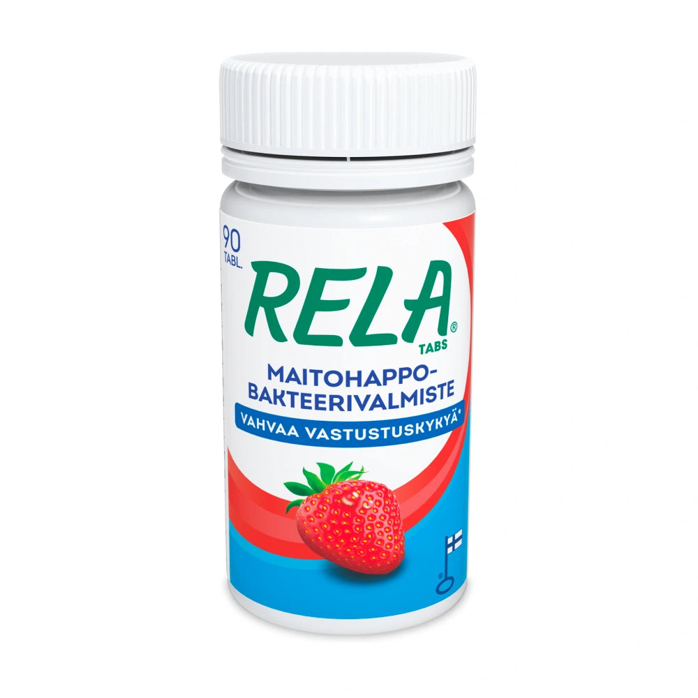 RELA Tabs Mansikka purutabletti 90 kpl mansikanmakuinen maitohappobakteeri