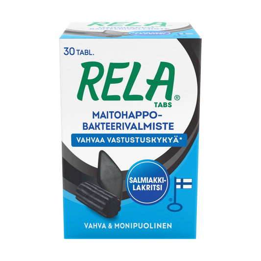 RELA Tabs Salmiakki-lakritsi tabletti 30 kpl maitohappobakteerivalmiste