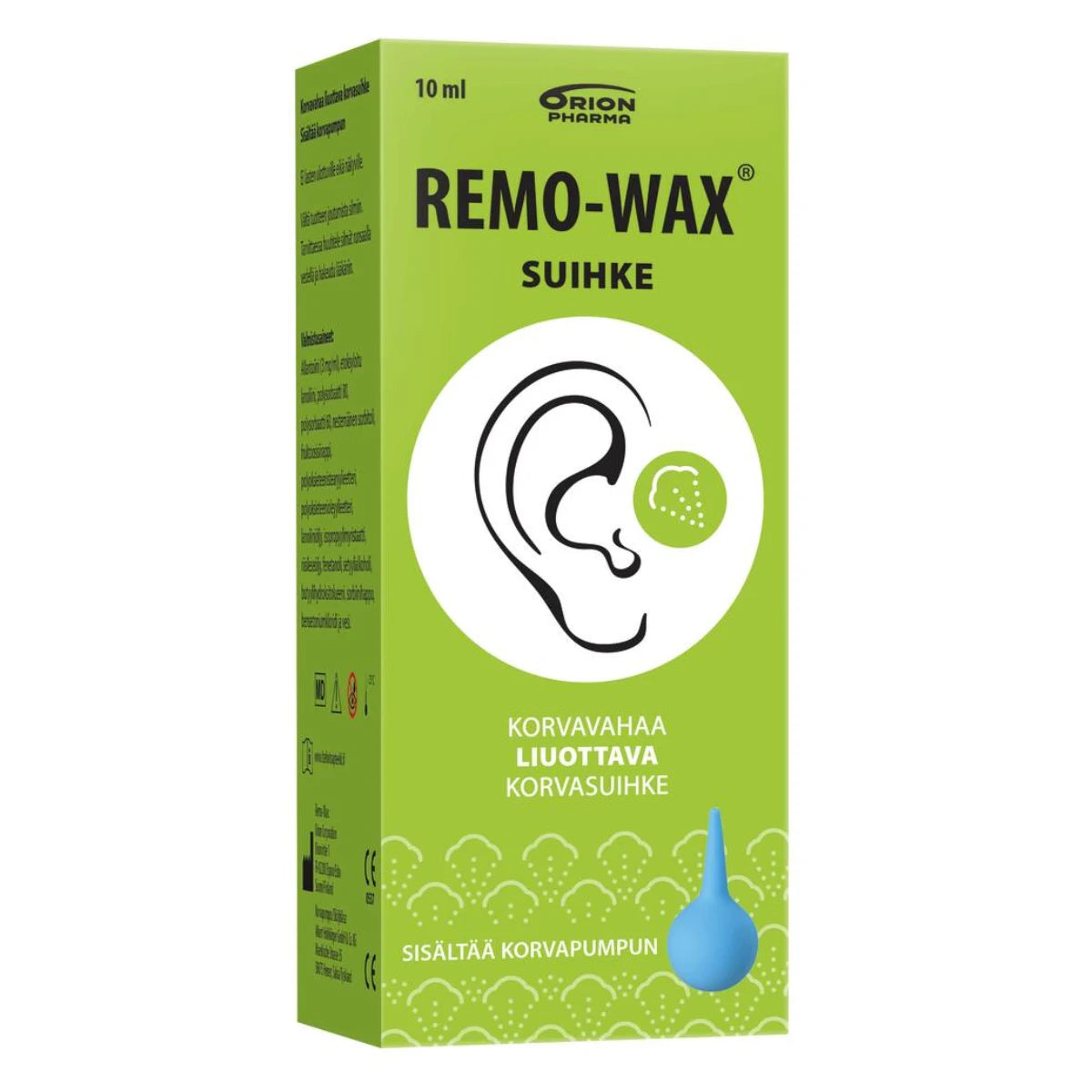 REMO-WAX korvasuihke + pumppu 10 ml poistaa korvavahaa tehokkaasti