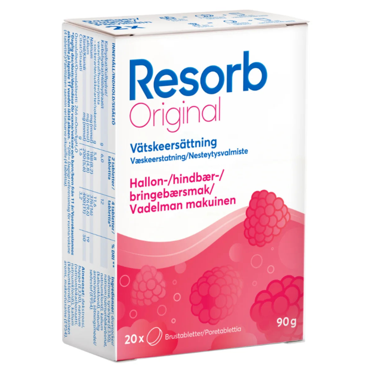 RESORB Original vadelma poretabletti nesteytykseen