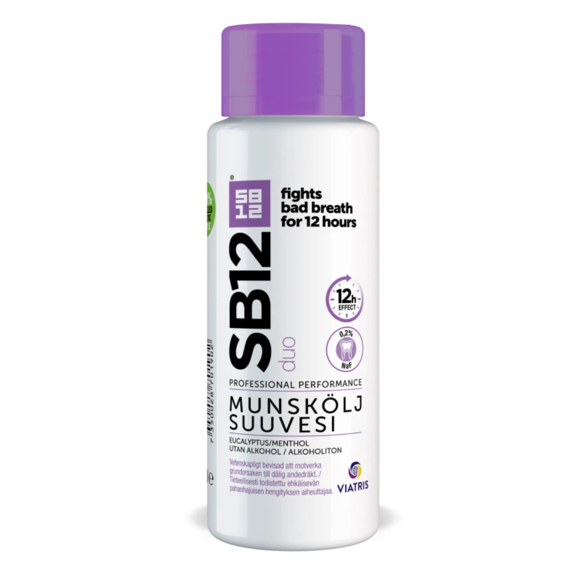 SB12 Duo suuvesi 250 ml eukalyptys-mentholin makuinen alkoholiton suuvesi pahanhajuiseen hengitykseen