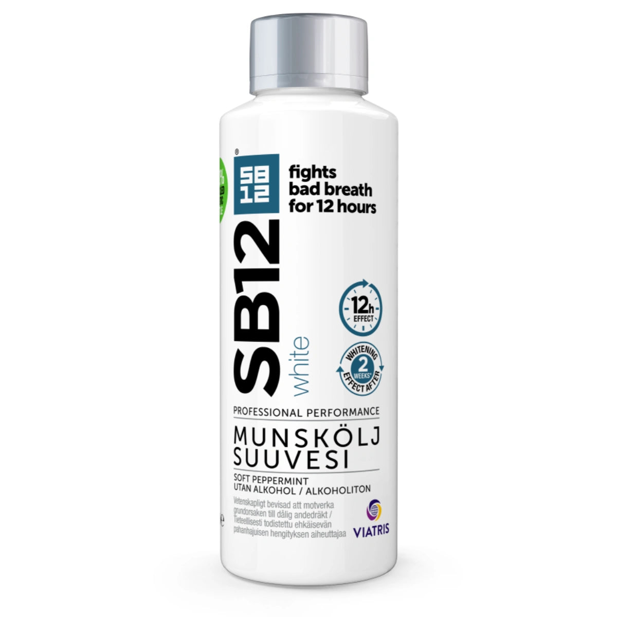 SB12 White suuvesi 500 ml alkoholiton ja valkaiseva suuvesi pahanhajuisen hengityksen ehkäisyyn