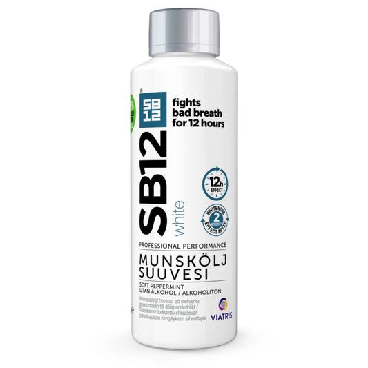 SB12 White suuvesi 500 ml alkoholiton ja valkaiseva suuvesi pahanhajuisen hengityksen ehkäisyyn