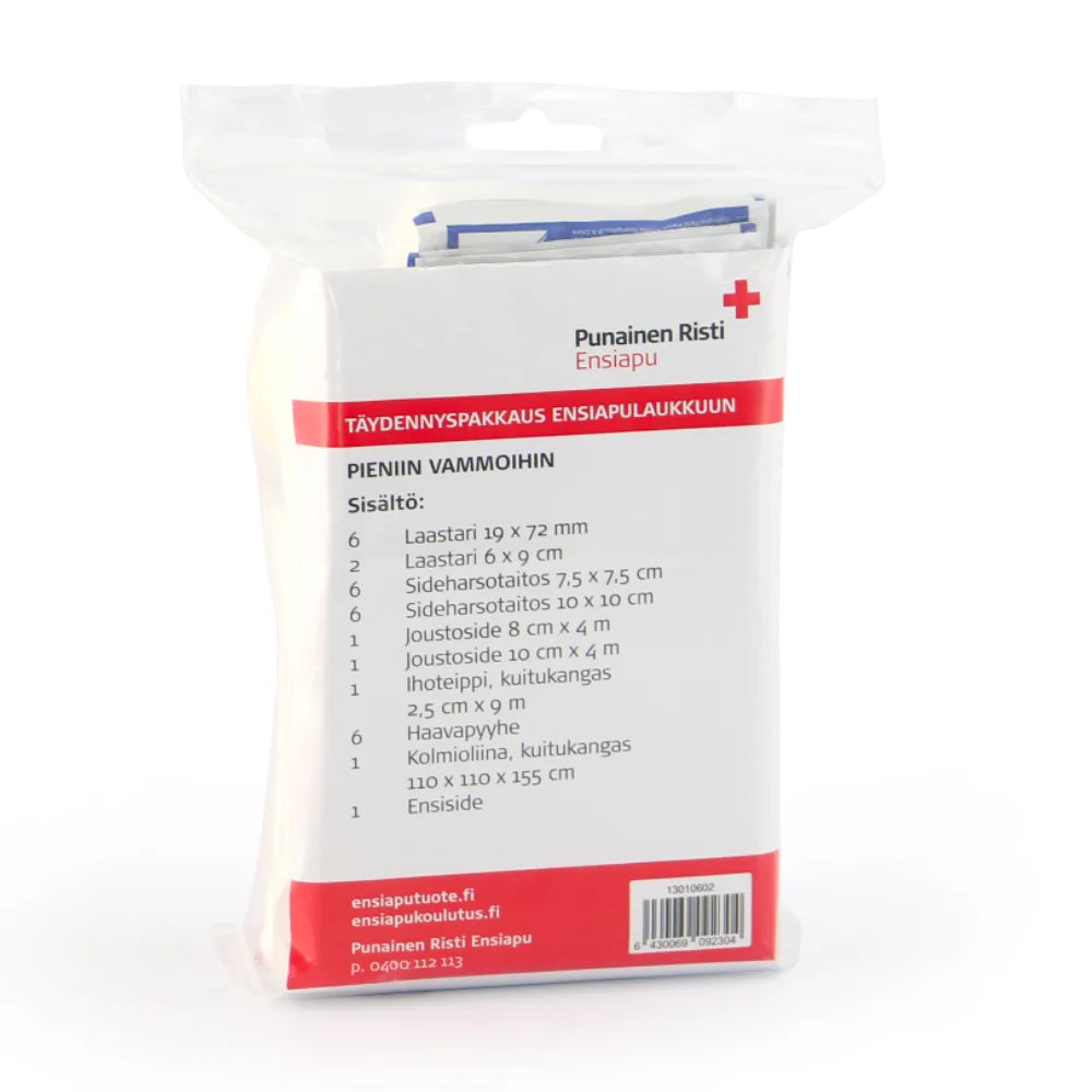 SPR ensiapulaukun täydennysmoduuli pieniin vammoihin 1 kpl, sopii myös sellaisenaan reppuihin tai laukkuun mukaan otettavaksi