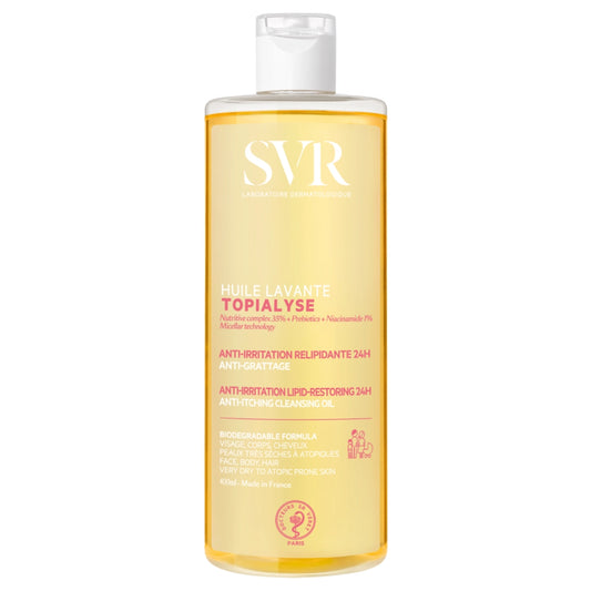 SVR Topialyse Huile pesuöljy hajustettu 400 ml herkälle, kuivalle, erittäin kuivalle ja allergia-alttiille iholle