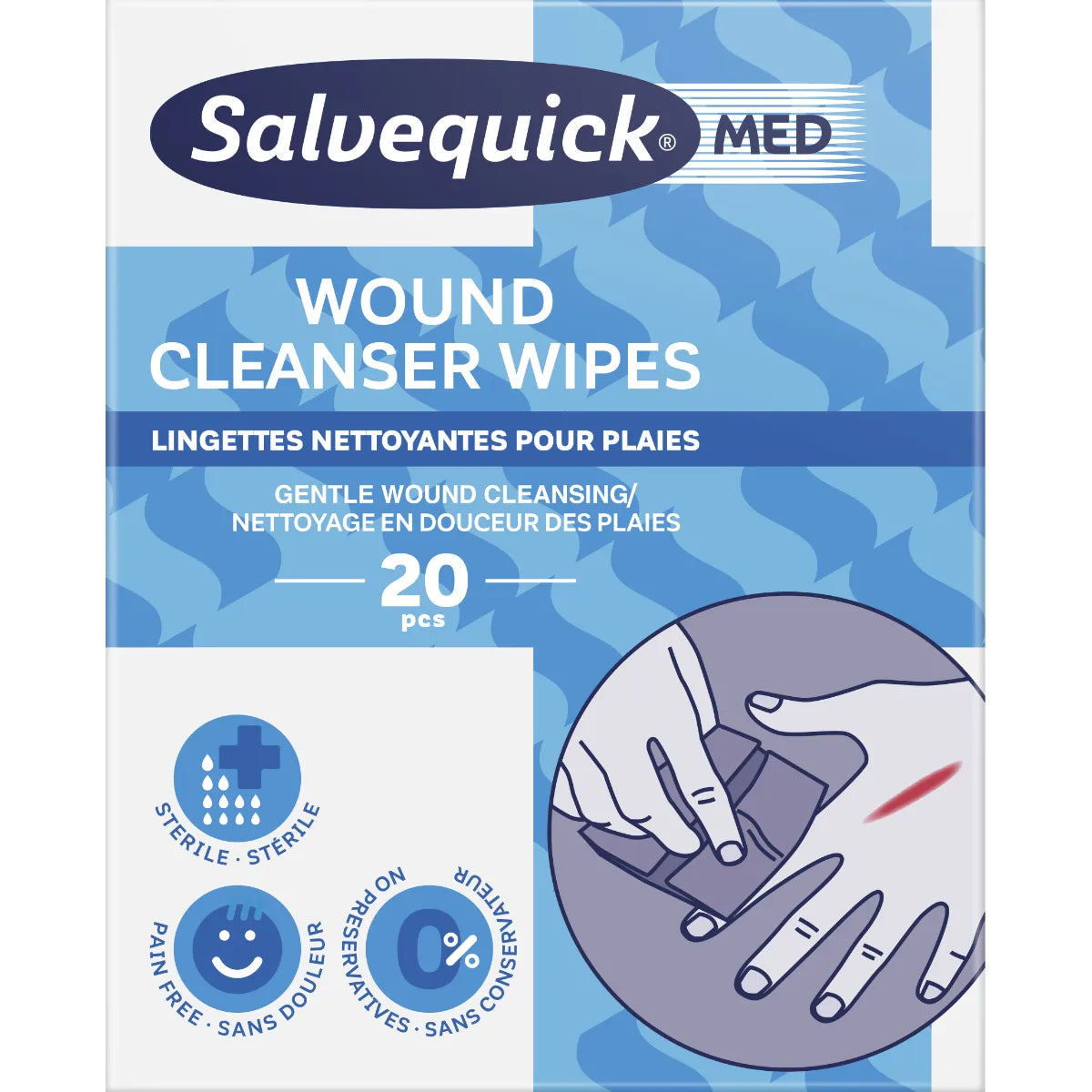 SalvequickMED Wound Cleanser Wipes 20 kpl – Kätevä ja hellävarainen haavanpuhdistuspyyhe