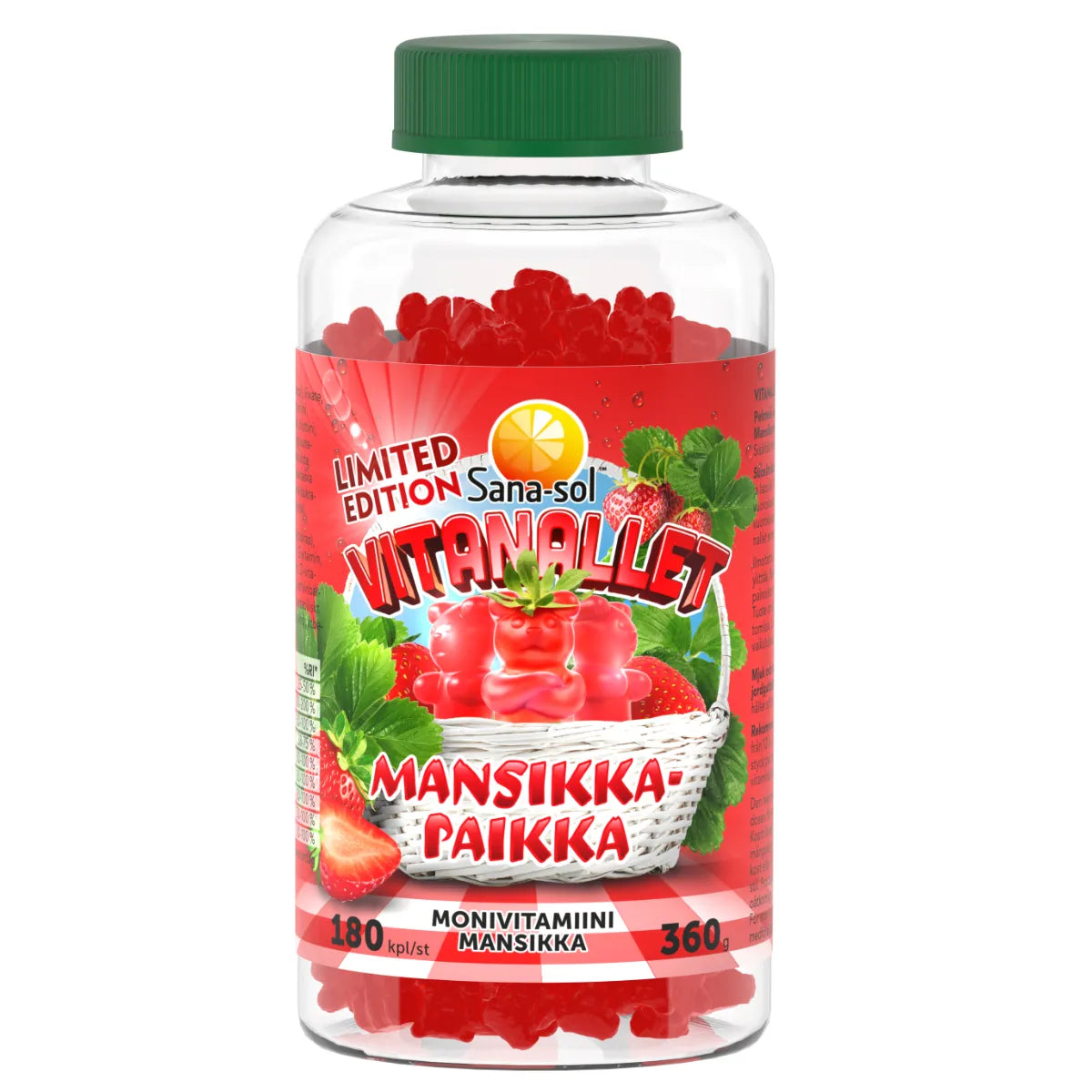 Sana-Sol Vitanallet Mansikkapaikka monivitamiini 180 kpl