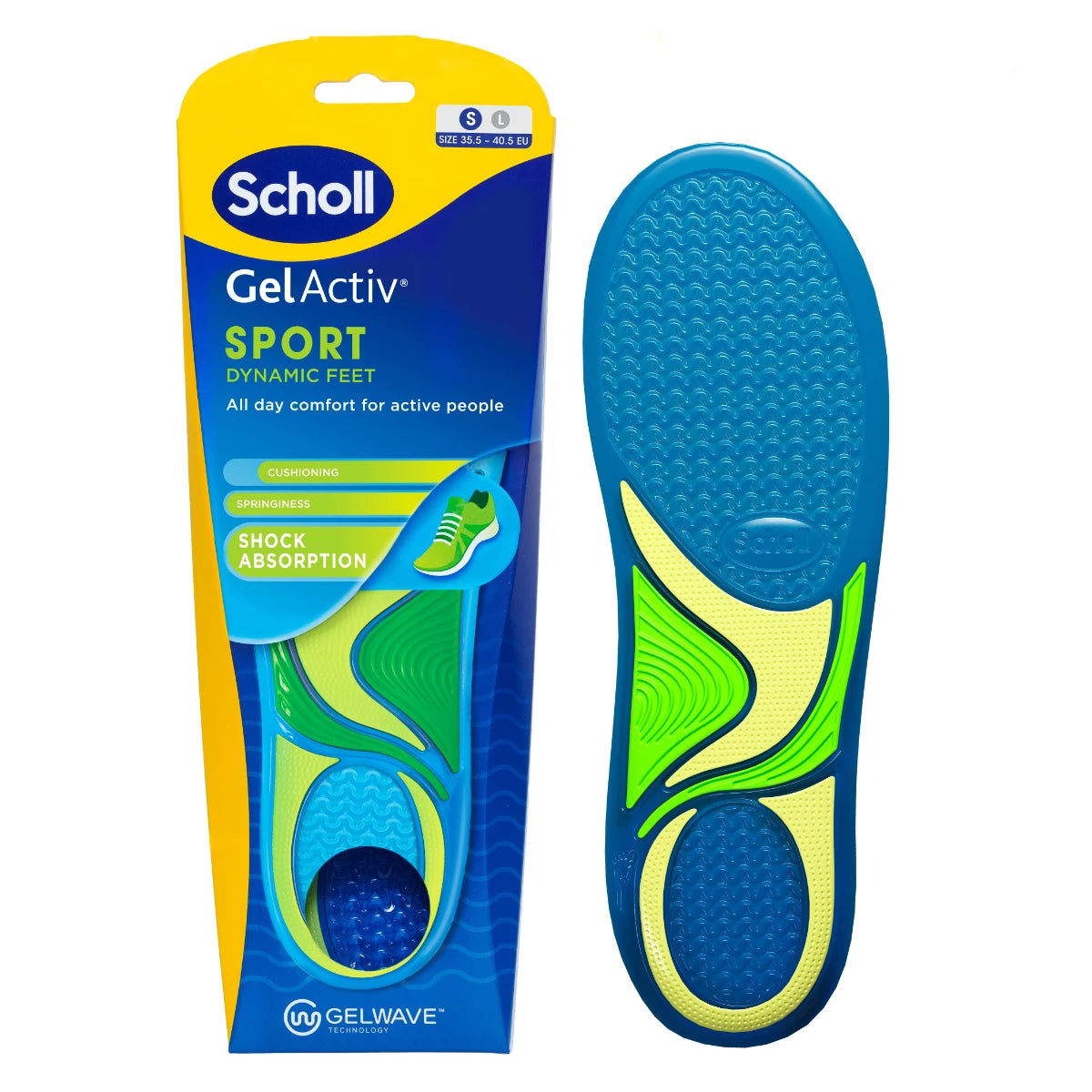 Scholl GelActiv™ Sport Small -geelipohjalliset – pohjallinen aktiiviseen päivään (koko 37-41)