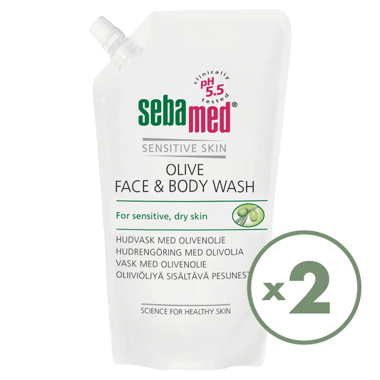 SEBAMED Olive Face & Body Wash täyttöpussi 2x1000 ml