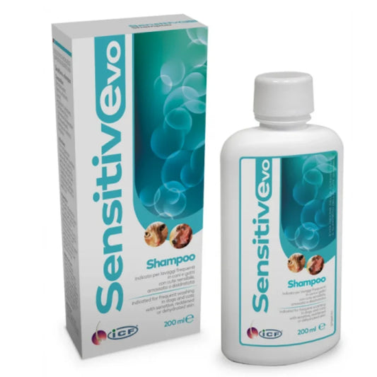 Sensitive Evo Shampoo 200 ml kuivan ja ärtyneen ihon pesuun koiralle ja kissalle