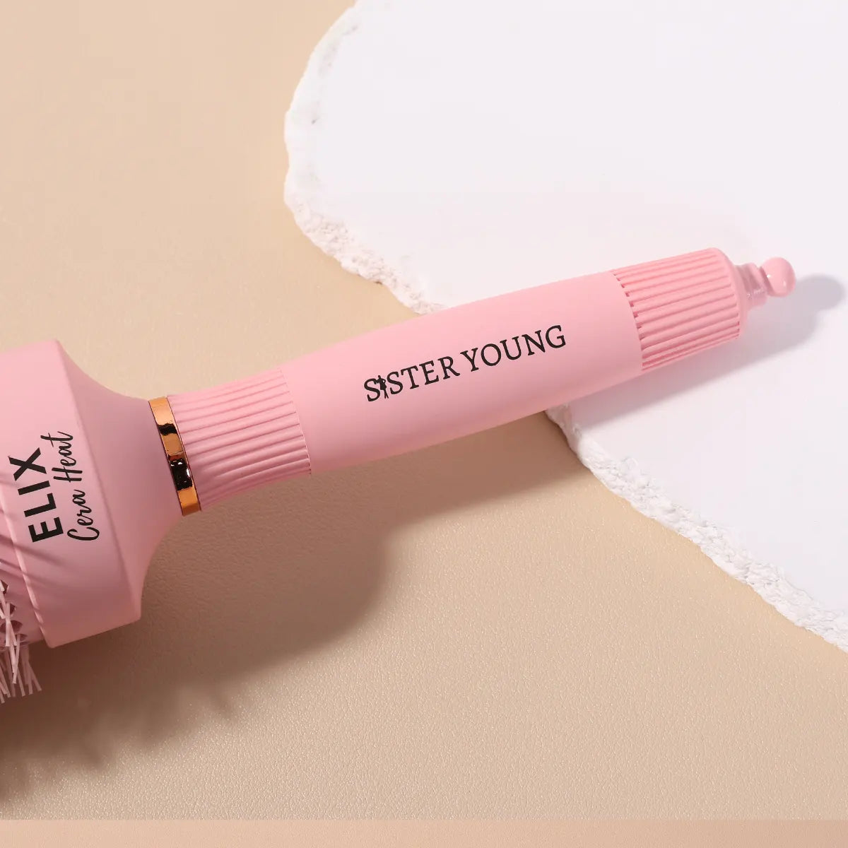 SisterYoung Elix Cera Heat Pink keraaminen pyöreä hiusharja 65 mm ergonominen varsi