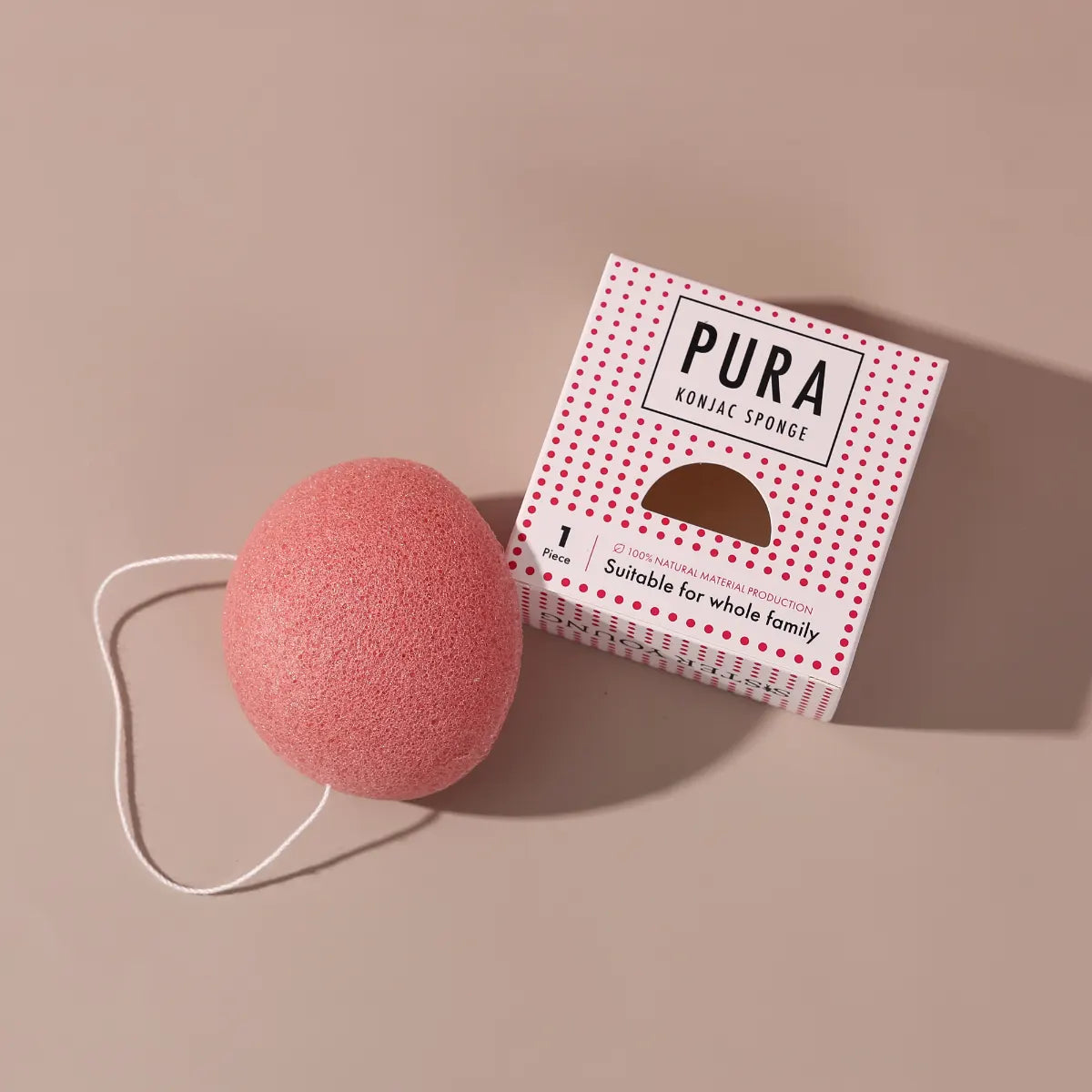 SisterYoung Pura Konjac Pink puhdistussieni kuorii kevyesti