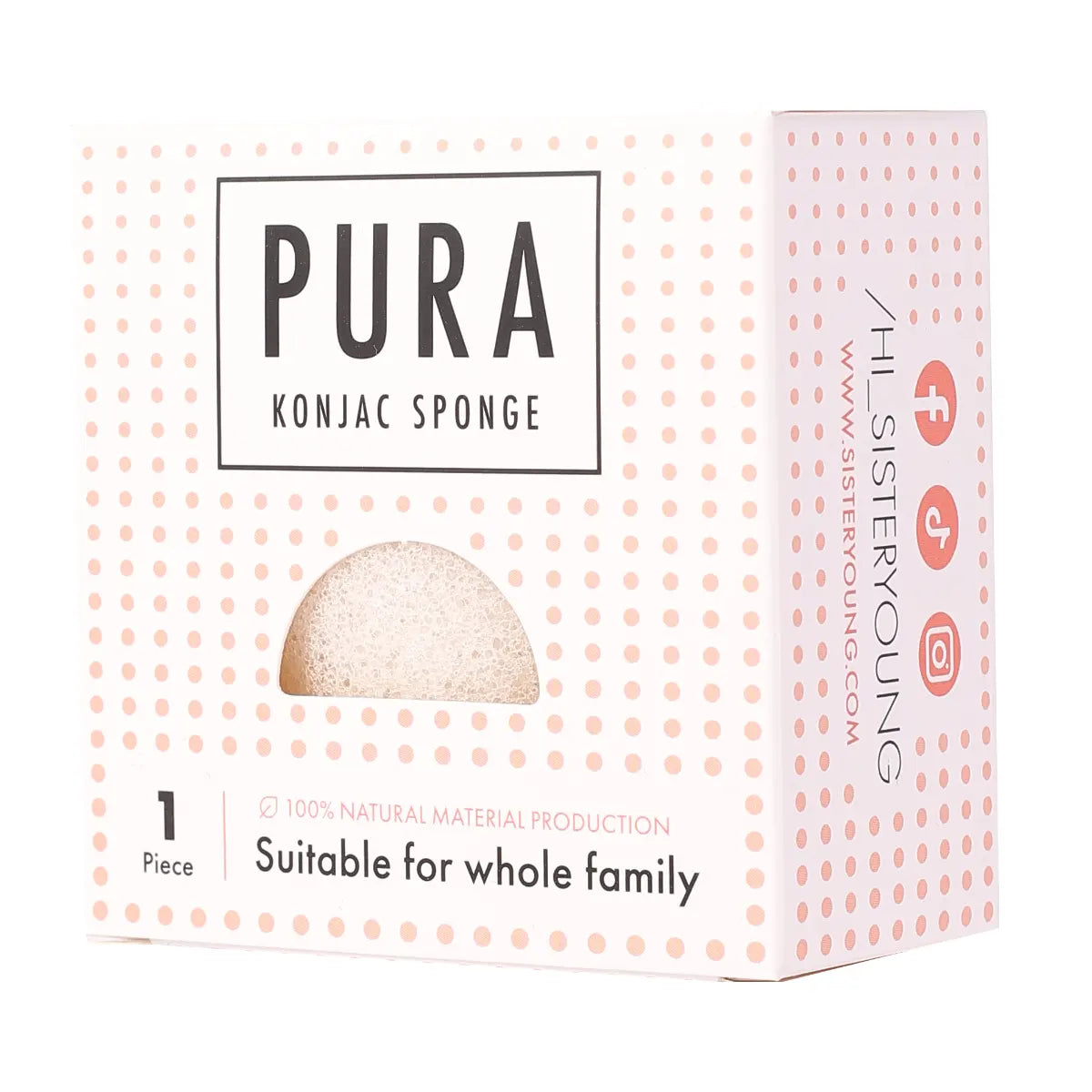 SisterYoung Pura Konjac White puhdistussieni 100% luonnollinen